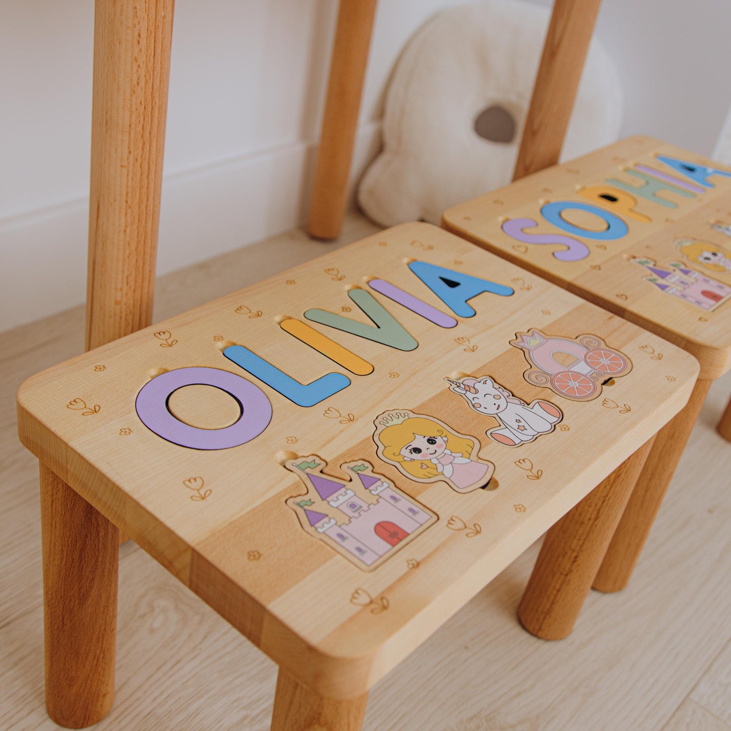 Handmade Wooden Step Stool For Toddlers. Personalized Easter Gift For Grandson. Christening Gift. Nursery Room Decor.