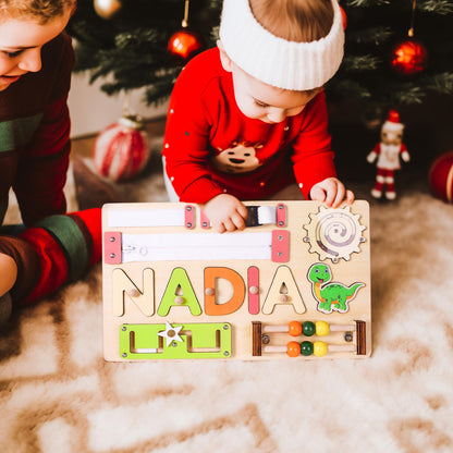 Custom Baby Name Puzzle, Personalized Kids Busy Board, Early Learning Puzzle, 1st Birthday Gift, 1st Christmas Gift for Kids, Baby Girl Gift