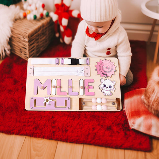 Custom Baby Name Puzzle, Personalized Kids Busy Board, Early Learning Puzzle, 1st Birthday Gift, 1st Christmas Gift for Kids, Baby Girl Gift