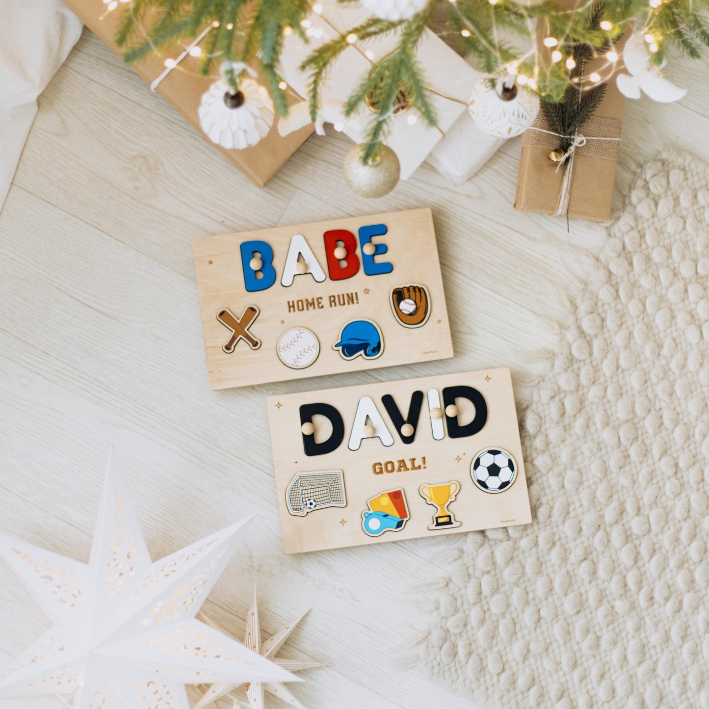 Personalized Football Name Puzzle, Custom Sports Puzzle, Touchdown Baby Gift, Wooden Name Puzzle