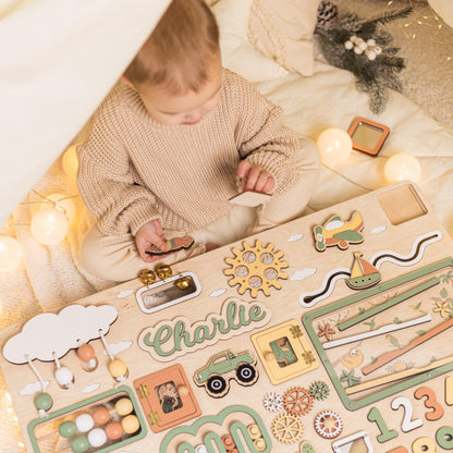 Large Busy Board Montessori Activity Wooden Board