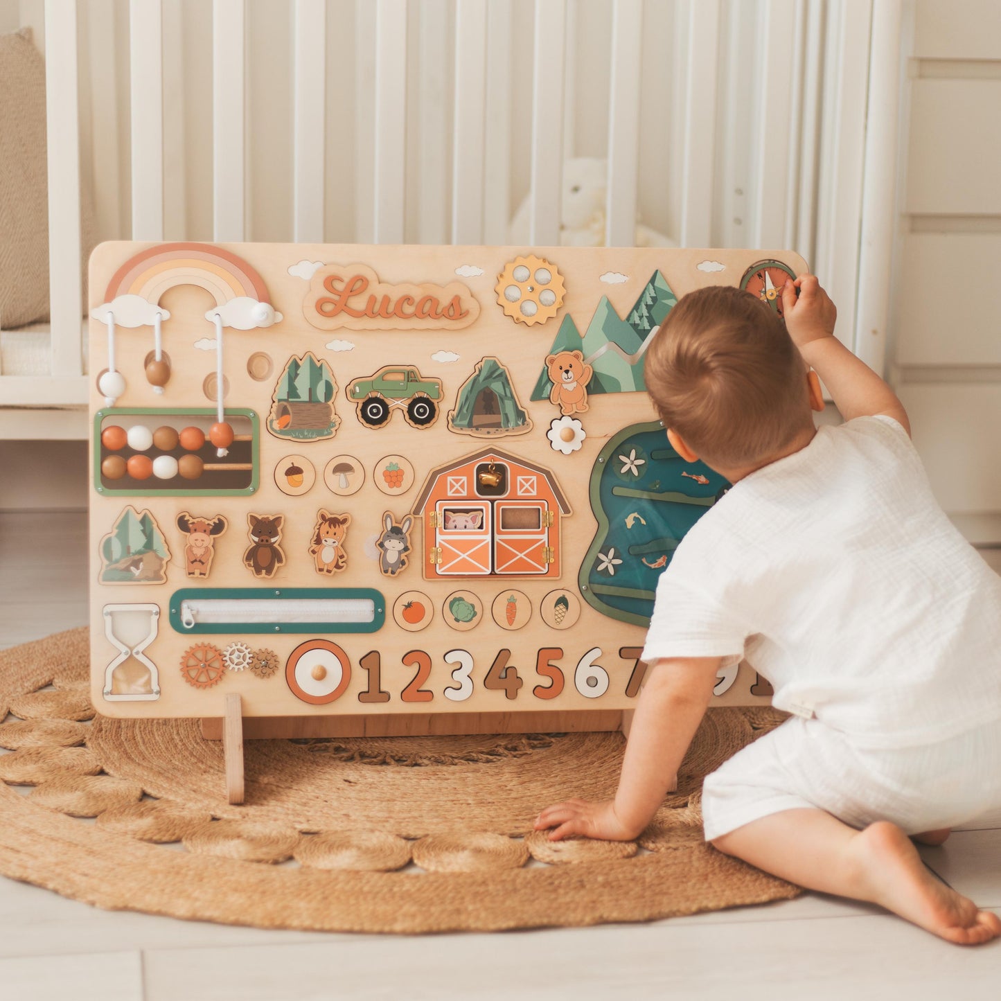 Large Busy Board Montessori Activity Wooden Board