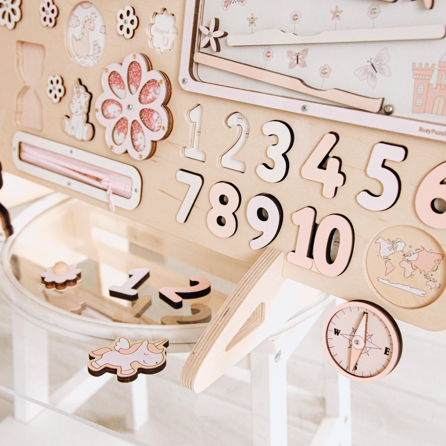 Wood Large Interactive Busy Board Personalized - 1st Birthday & First Christmas Gift For Son, Grandson, Godson, Nephew
