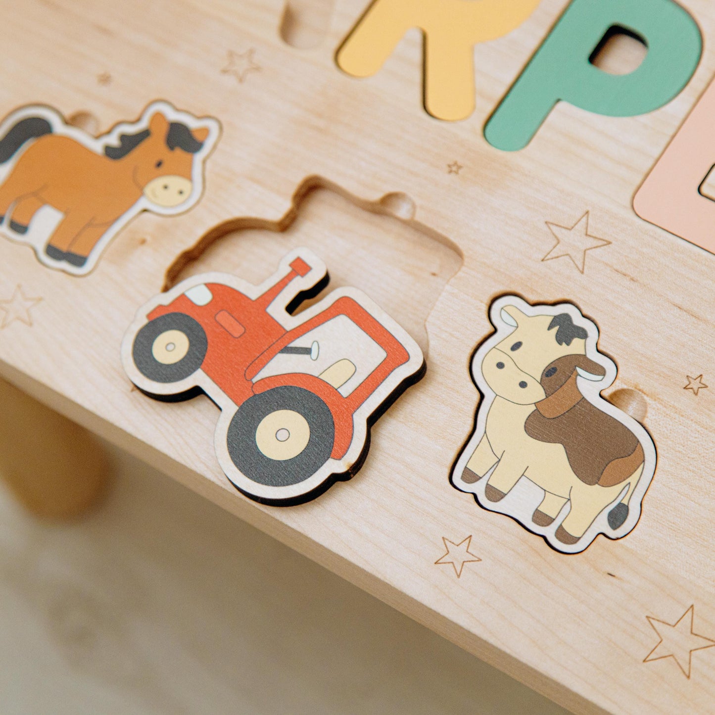 Personalized Farm Name Puzzle Step Stool Montessori Helper Kids Easter Gift