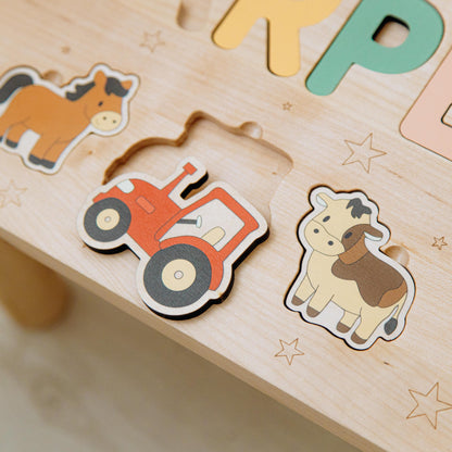 Personalized Farm Name Puzzle Step Stool Montessori Helper Kids Easter Gift