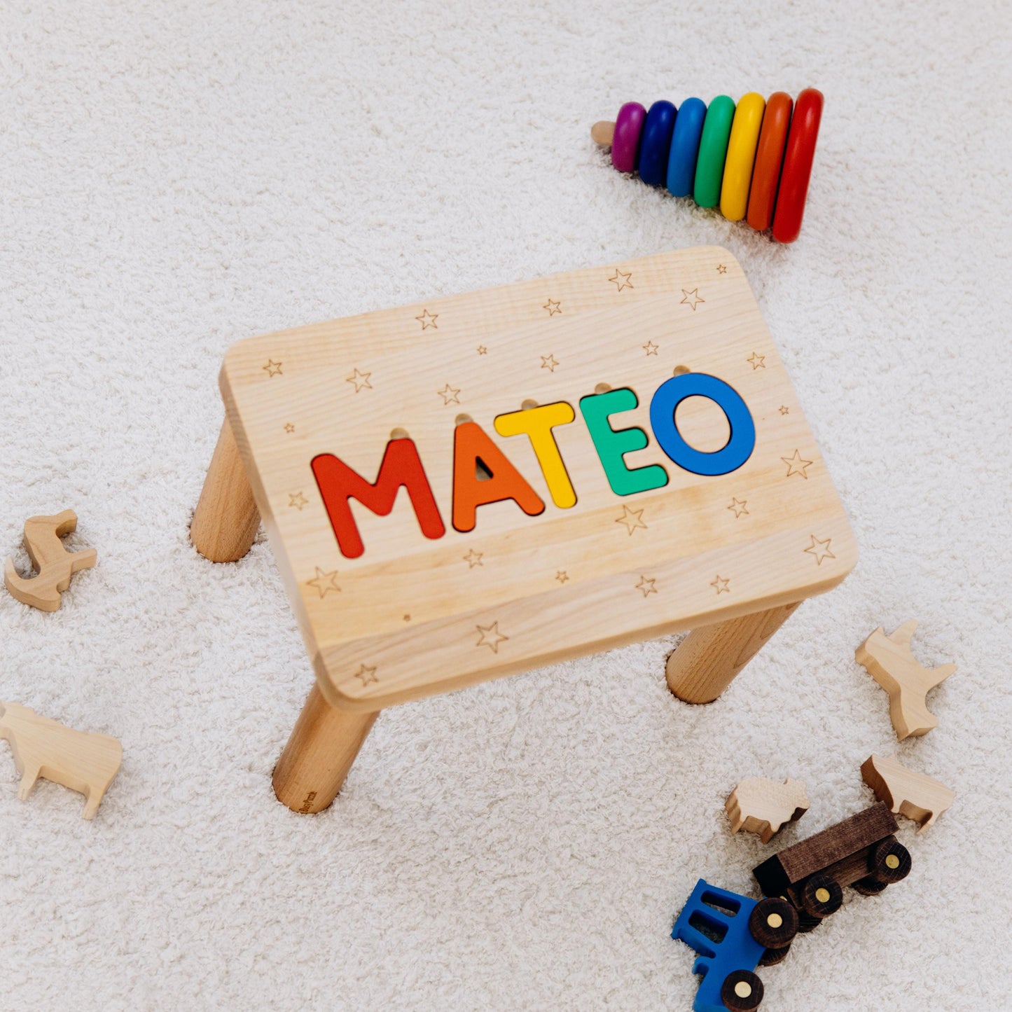 Pink Personalized Step Stool for Girls, Wooden Name Stool, Toddler Helper Stool, Baby Girl Gift, Nursery Furniture
