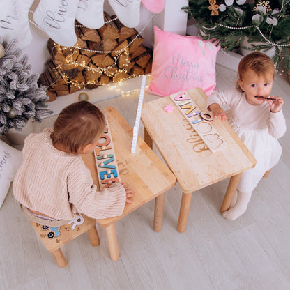 Personalized Toddler Step Stool Wooden Name Puzzle Stool Baptism Girl Gift 1 2 3 Year Old Gift Kids Helper Chair Custom Birthday Gifts