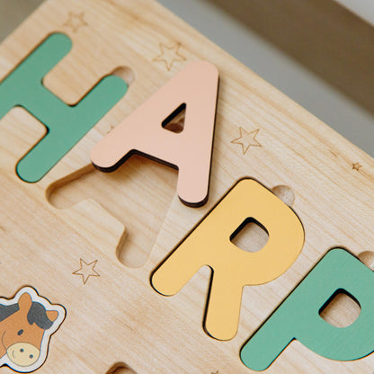 Personalized Farm Name Puzzle Step Stool Montessori Helper Kids Easter Gift