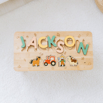 Personalized Farm Name Puzzle Step Stool Montessori Helper Kids Easter Gift