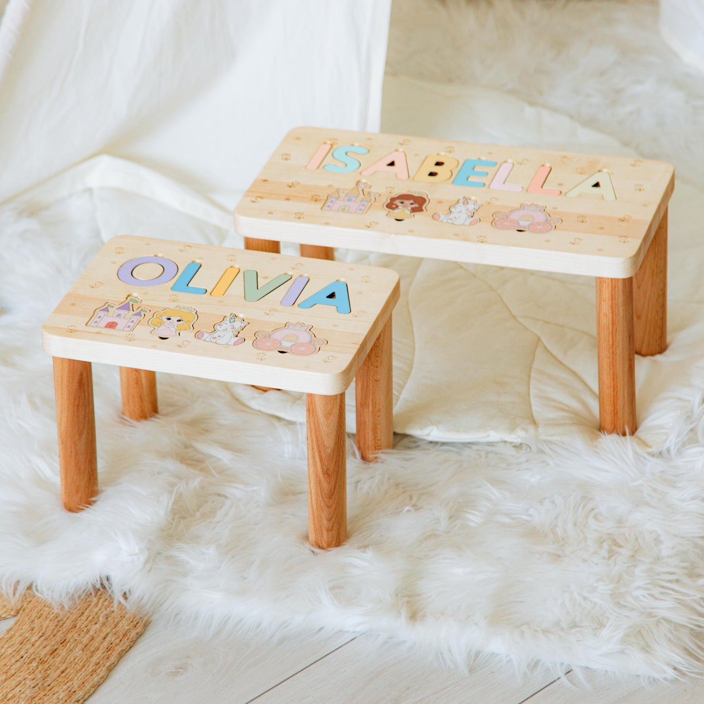 Toddler Boy Step Stool. Wooden Name Puzzle. Personalized Baby Gift. Nursery Decor. Montessori Board. 1 2 3 Years Old. Custom Gifts For Kids.
