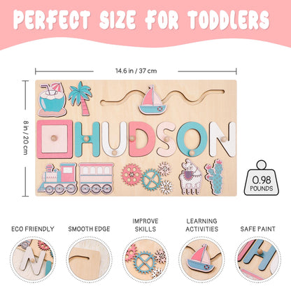 Custom Baby Name Puzzle, Personalized Kids Busy Board, Early Learning Puzzle, 1st Birthday Gift for Child, Birthday Gift, Wooden Baby Puzzle