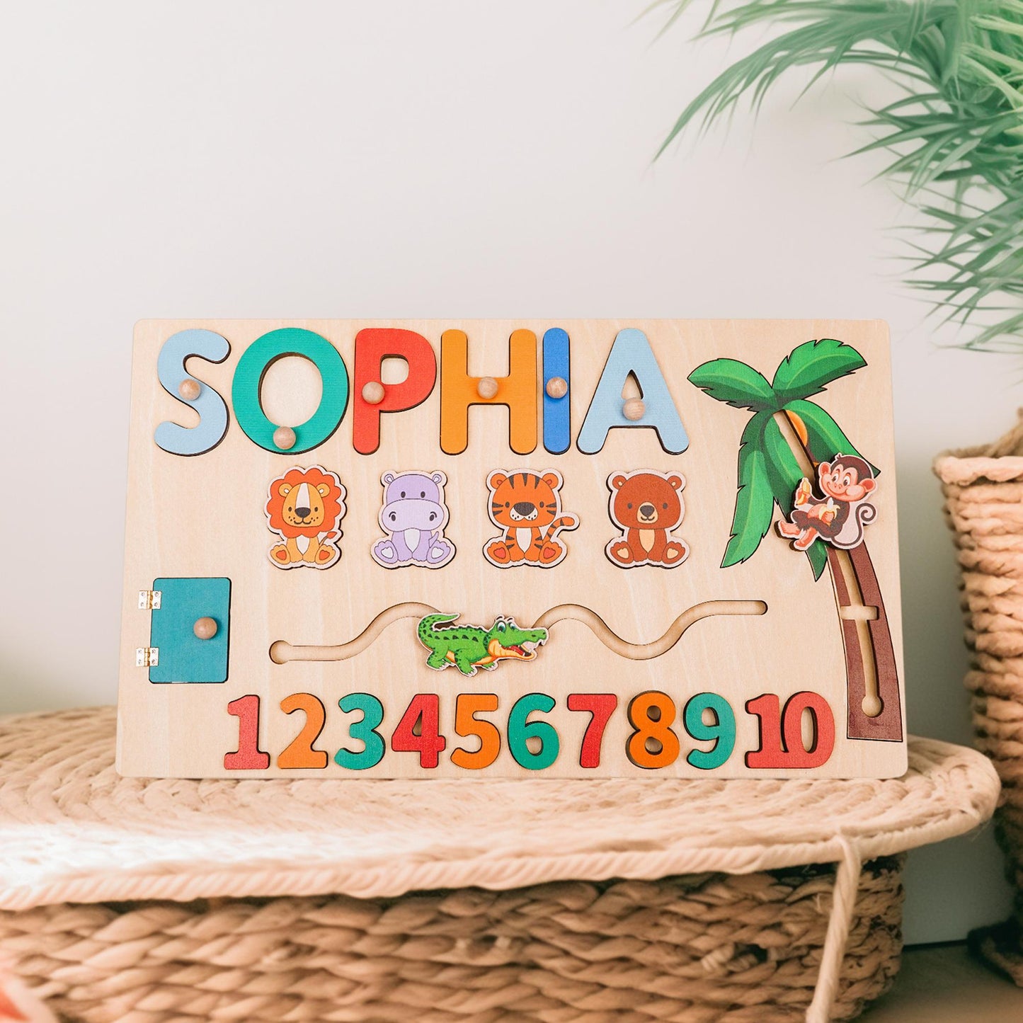 Wooden Baby Name Puzzle, Personalized Kids Toddler Puzzle, Early Learning Busy Board, 1st Birthday Gift , Wood Baby Toy, 1st Christmas Gift