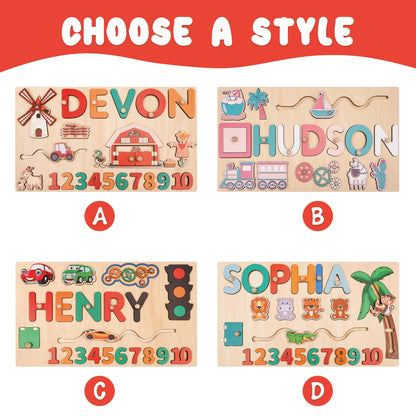 Wooden Baby Name Puzzle, Personalized Kids Toddler Puzzle, Early Learning Busy Board, 1st Birthday Gift , Wood Baby Toy, 1st Christmas Gift