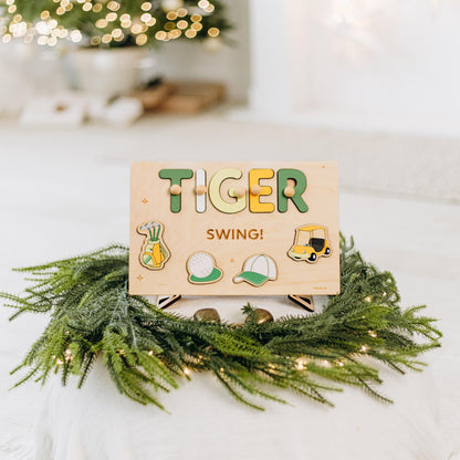 Golf Name Puzzle Hole in One Birthday Baby Boy Gift Sport Themed Puzzles For Toddlers Baptism Boy Gift Montessori Toy First Easter Gift