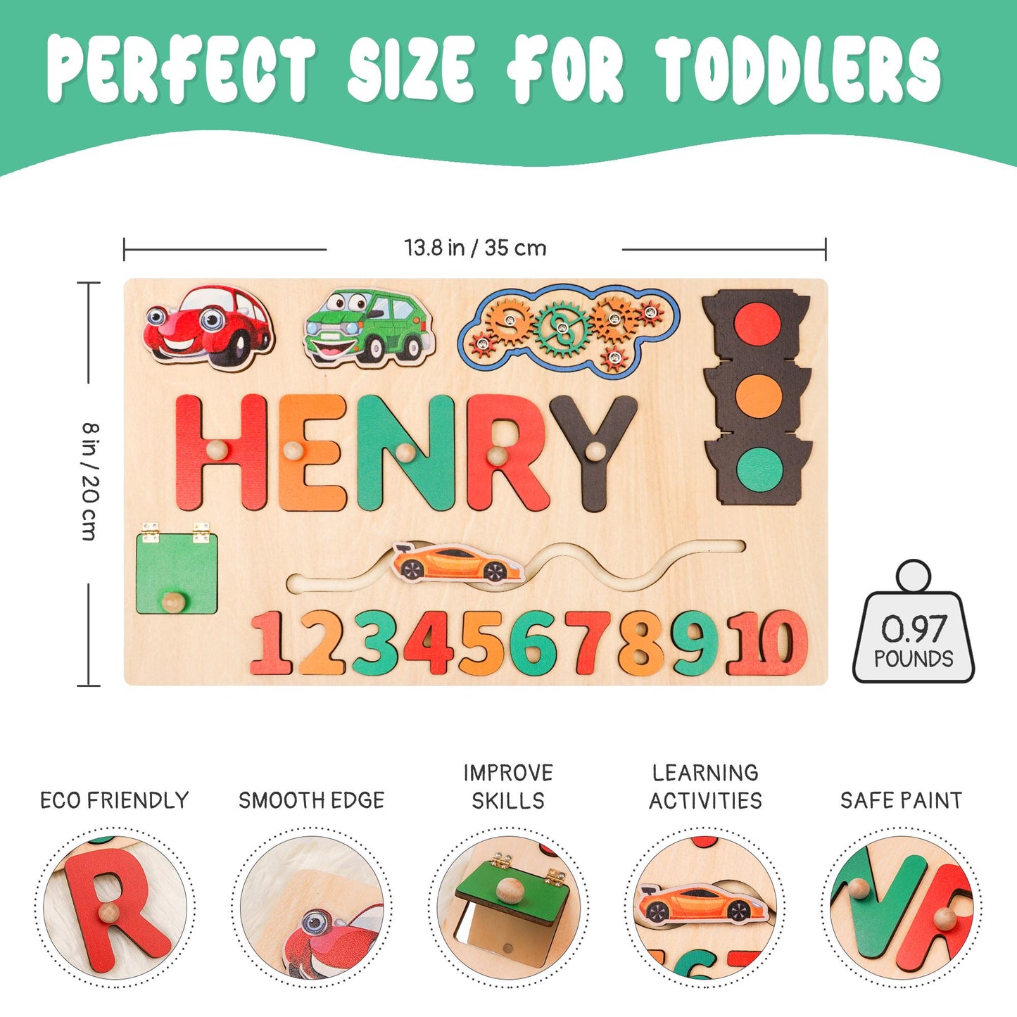 Wooden Baby Name Puzzle, Personalized Kids Toddler Puzzle, Early Learning Busy Board, 1st Birthday Gift , Wood Baby Toy, 1st Christmas Gift
