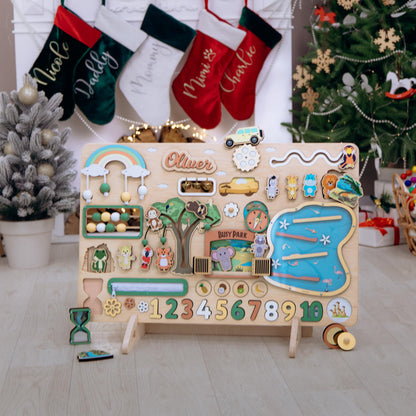 Large Busy Board Montessori Activity Wooden Board