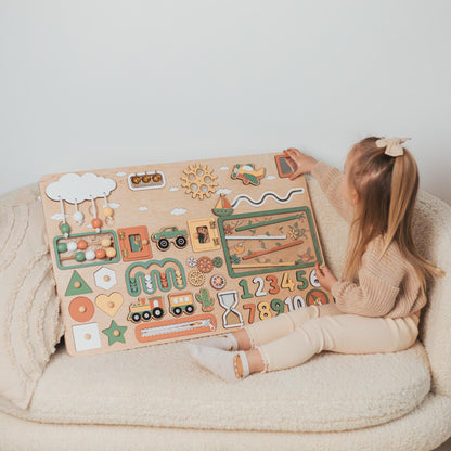 Large Busy Board Montessori Activity Wooden Board