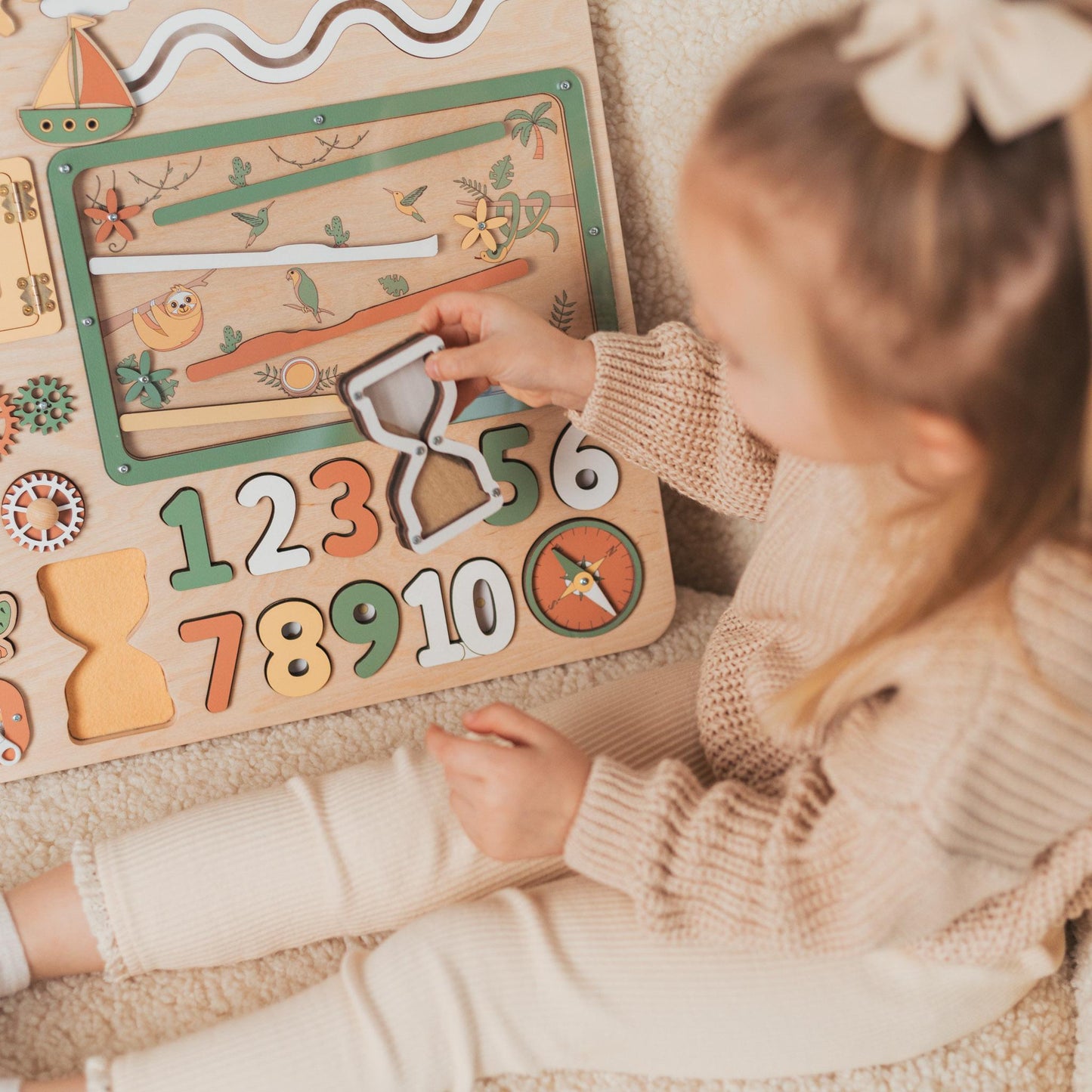 Large Activity Board Montessori Fine Motor Skill Busy Board Wooden Busy Board
