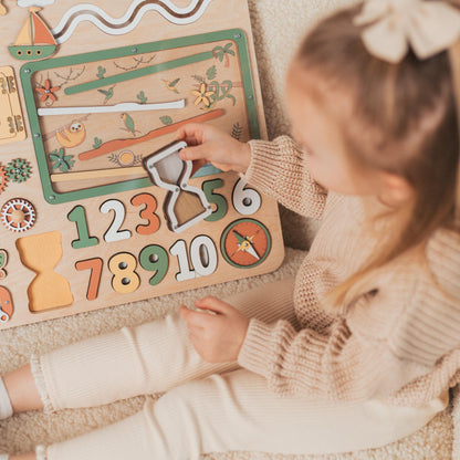 Large Activity Board Montessori Fine Motor Skill Busy Board Wooden Busy Board