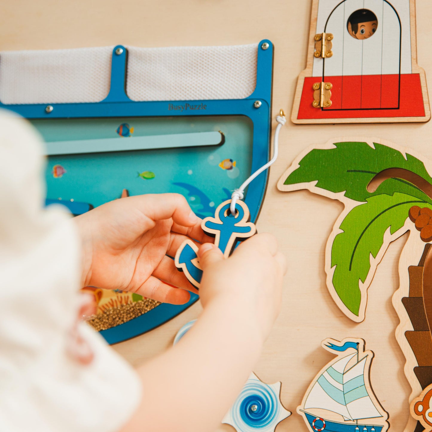 Large Activity Board Montessori Fine Motor Skill Busy Board Wooden Busy Board