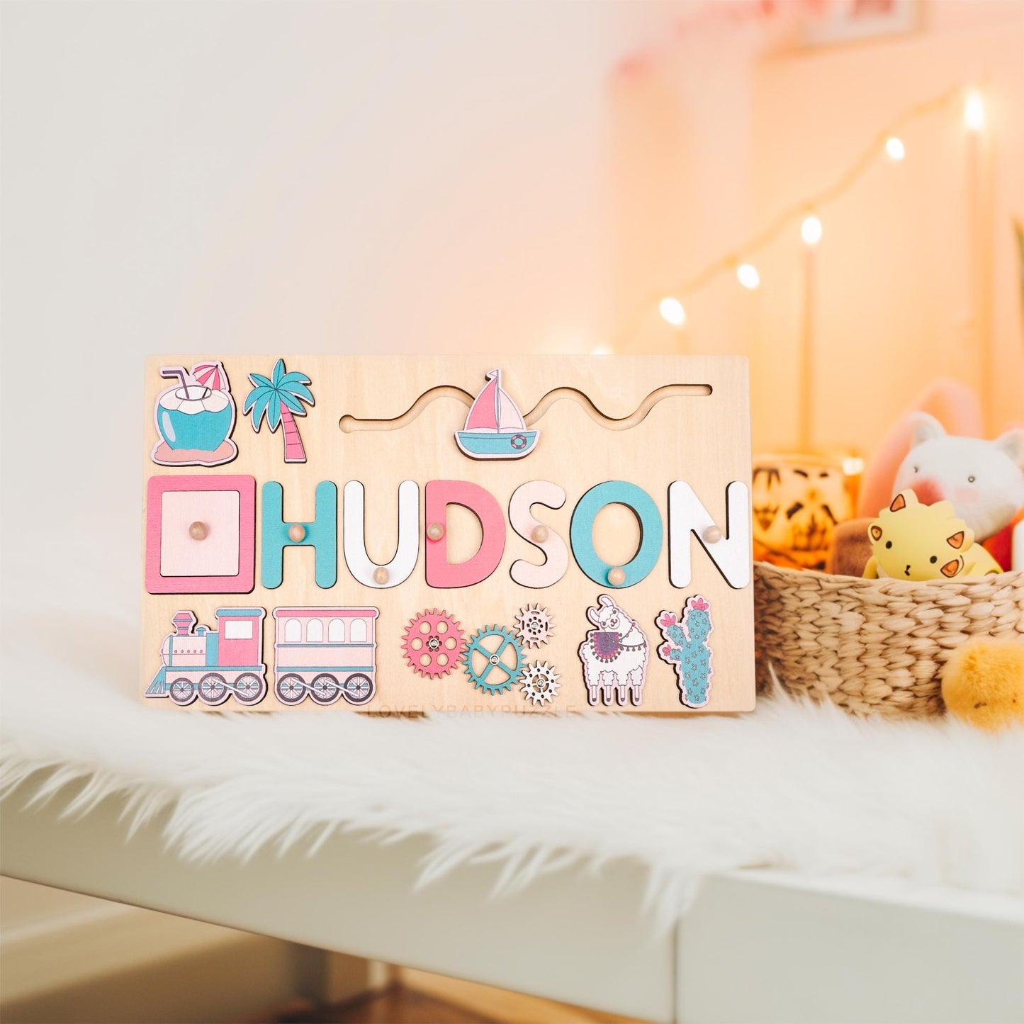 Baby Boy Name Puzzle, Personalized Kids Busy Board, Early Learning Puzzle, Child Birthday Gift , Wooden Baby Car Toy, Kids Christmas Gift