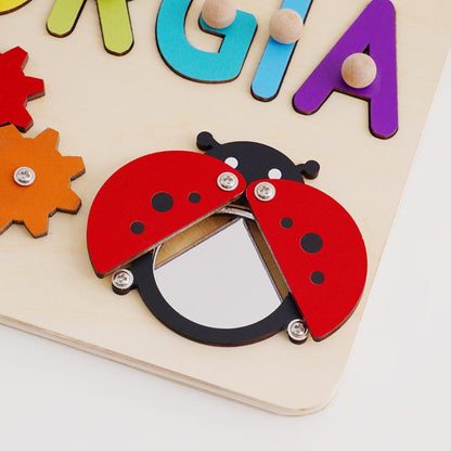 Personalized Baby Name Puzzle, Custom Kids Early Learning Busy Board, Wood Baby Puzzle Toy, 1st Birthday Gift for Kids, Baby Christmas Gift