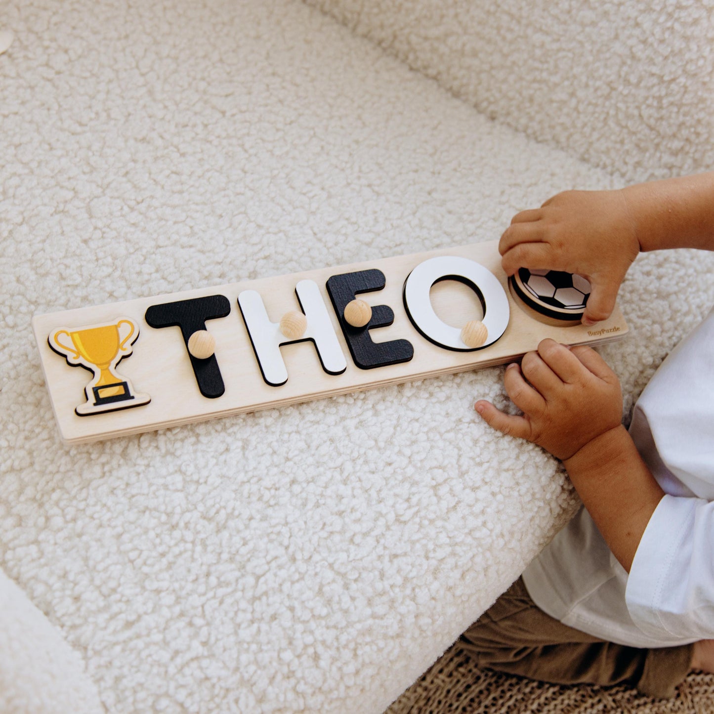 Personalized Sports Name Puzzle Boys Baby Shower Gift Ball Nursery Decor Montessori Toys Kids Easter Gift
