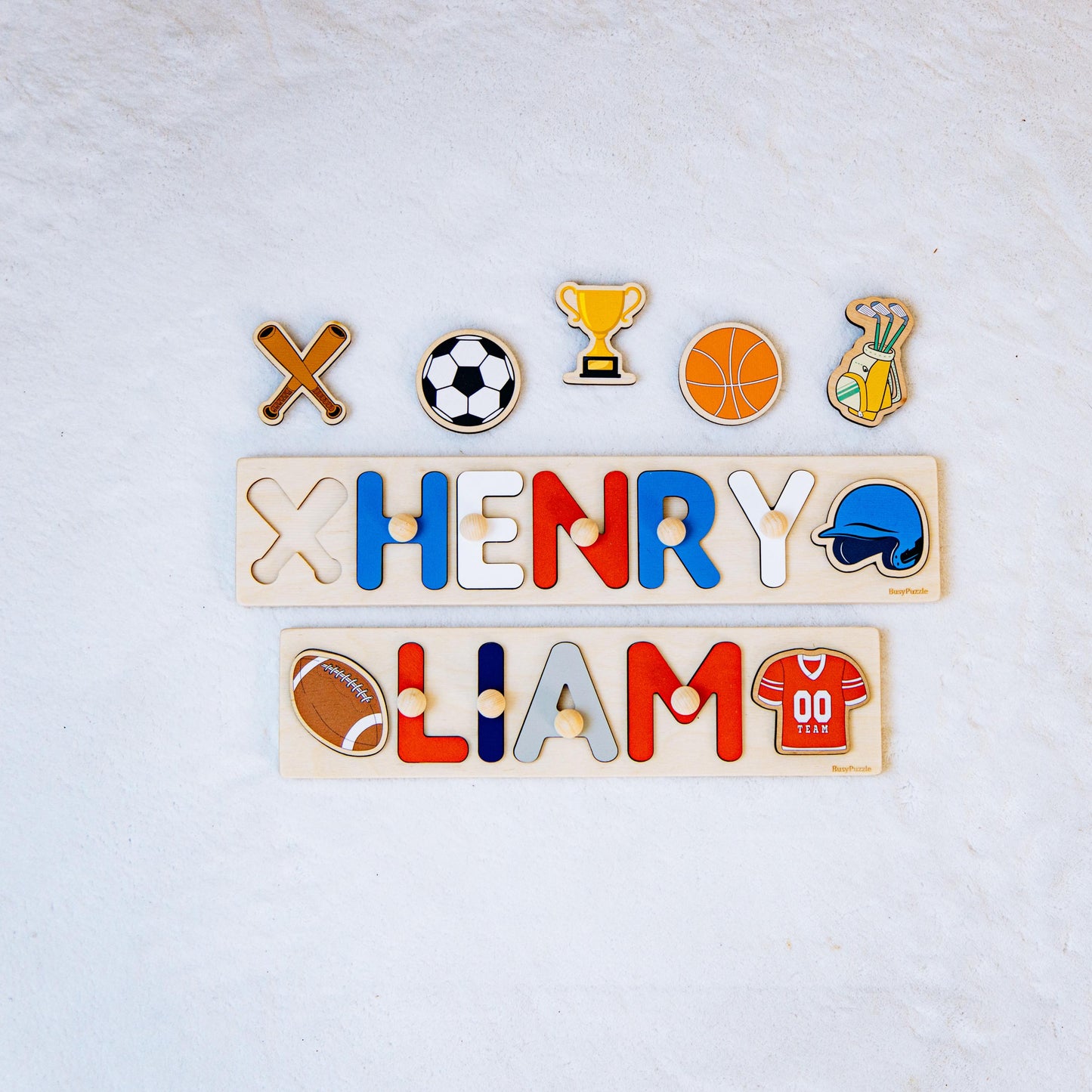 Personalized Sports Name Puzzle Boys Baby Shower Gift Ball Nursery Decor Montessori Toys Kids Easter Gift