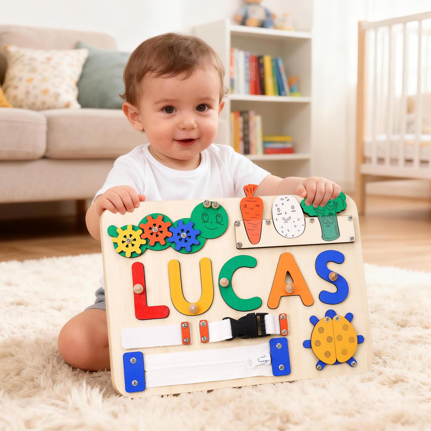 Personalized Baby Name Puzzle, Custom Kids Busy Board, Early Learning Puzzle, Baby Room Decor, Birthday Gift for Kids, Baby Christmas Gift
