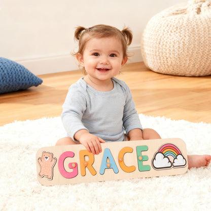 Custom Baby Name Puzzle, Personalized Kids Busy Board, Baby Room Decoration, 1st Christmas Gift for Kids, New Baby Gift, 1st Birthday Gift