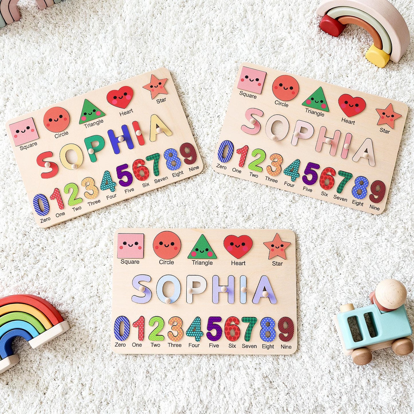Personalized Baby Girl Name Puzzle, Custom Kids Busy Board, Early Learning Wood Puzzle, 1st Birthday Gift for Baby, Baby Toddler Gift Toy