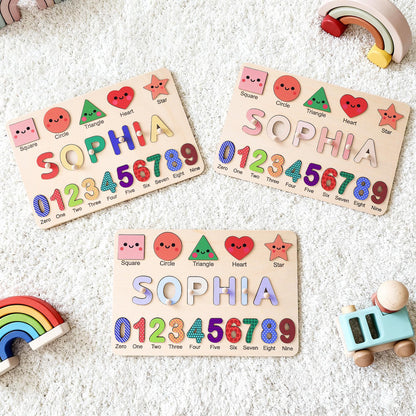 Personalized Baby Girl Name Puzzle, Custom Kids Busy Board, Early Learning Wood Puzzle, 1st Birthday Gift for Baby, Baby Toddler Gift Toy