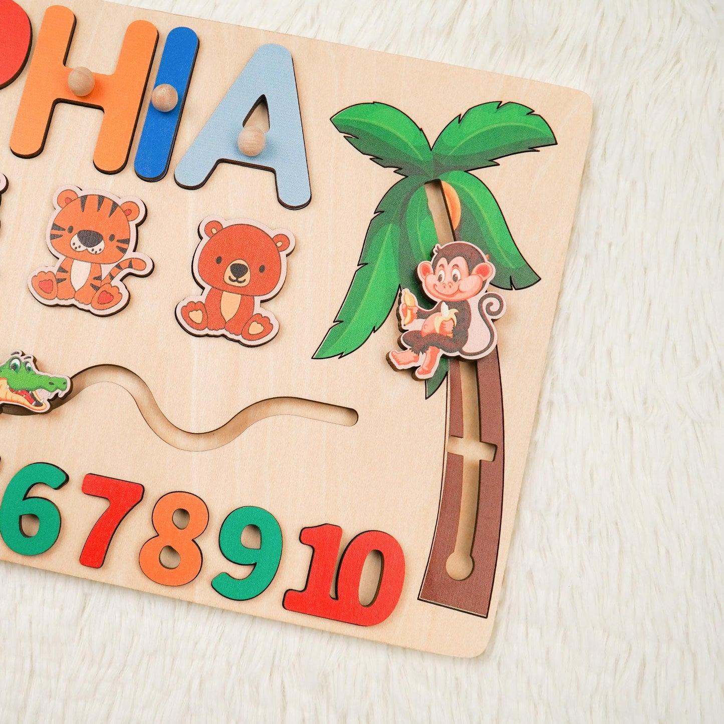 Wooden Baby Name Puzzle, Personalized Kids Toddler Puzzle, Early Learning Busy Board, 1st Birthday Gift , Wood Baby Toy, 1st Christmas Gift