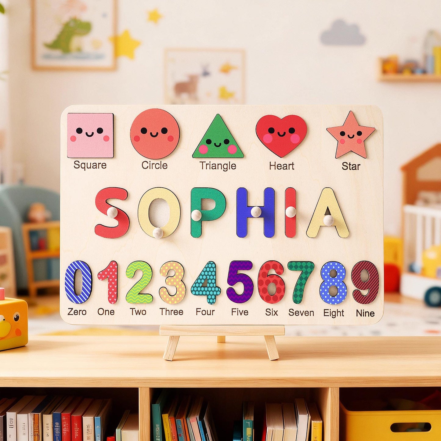 Personalized Baby Girl Name Puzzle, Custom Kids Busy Board, Early Learning Wood Puzzle, 1st Birthday Gift for Baby, Baby Toddler Gift Toy