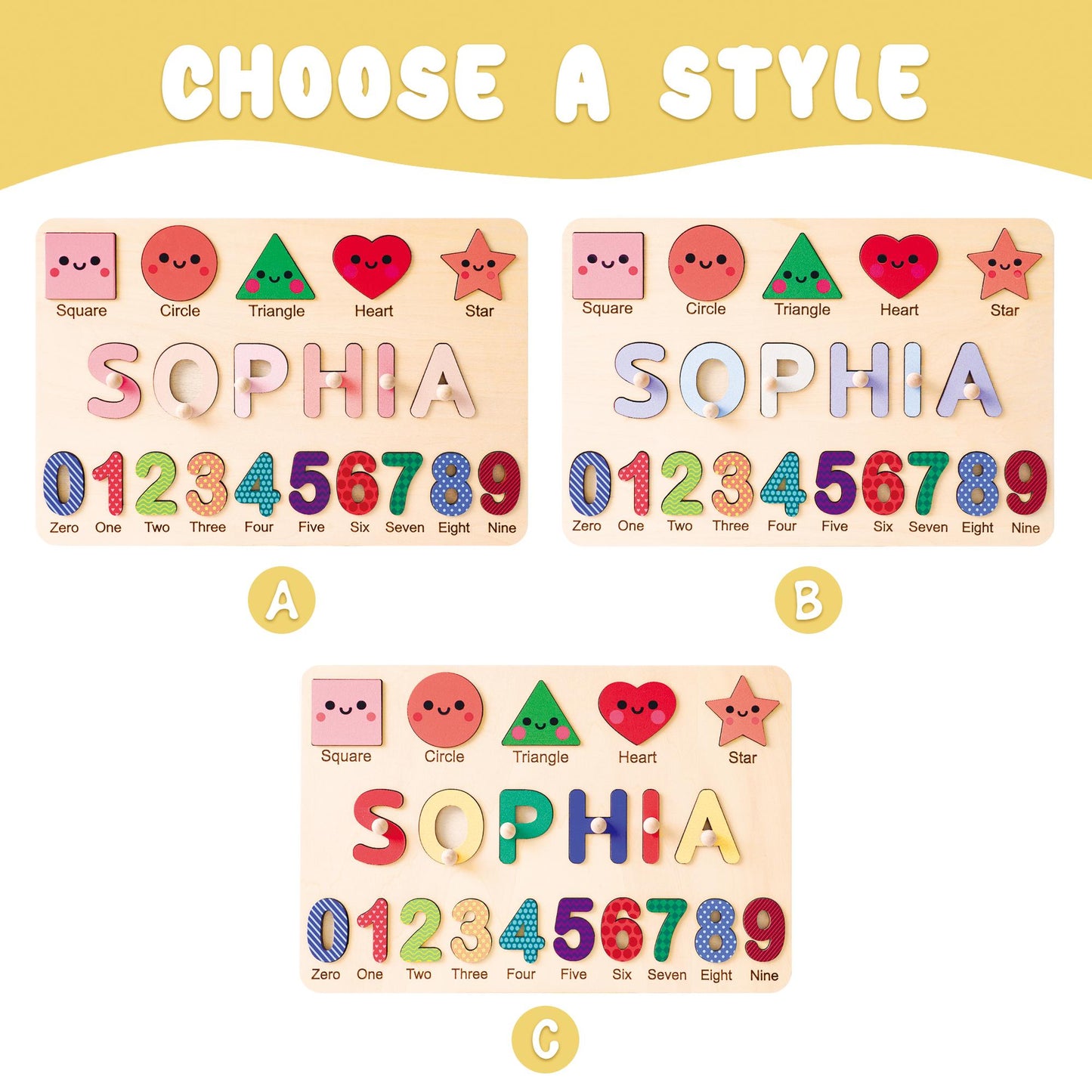 Personalized Baby Girl Name Puzzle, Custom Kids Busy Board, Early Learning Wood Puzzle, 1st Birthday Gift for Baby, Baby Toddler Gift Toy