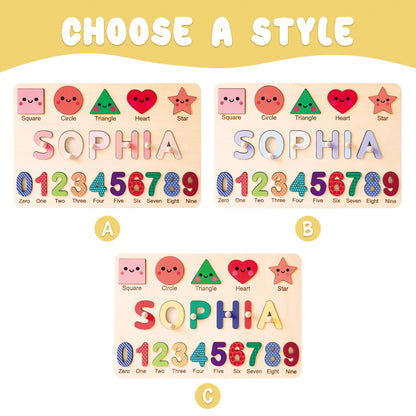 Personalized Baby Girl Name Puzzle, Custom Kids Busy Board, Early Learning Wood Puzzle, 1st Birthday Gift for Baby, Baby Toddler Gift Toy