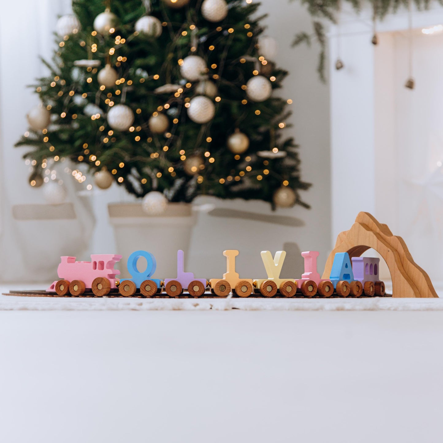 Personalized Name with Wooden Train Custom Toy Train for Kids Children's Sensory Toy Play and Learn Easter Gift