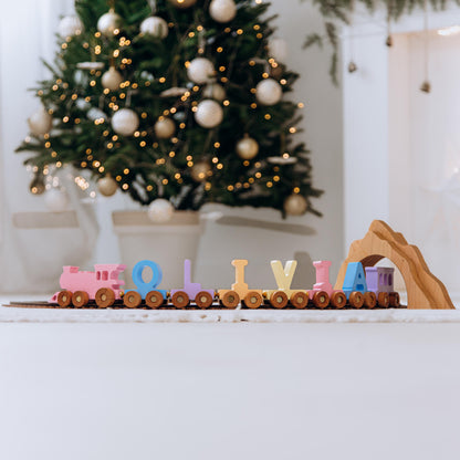 Personalized Name with Wooden Train Custom Toy Train for Kids Children's Sensory Toy Play and Learn Easter Gift