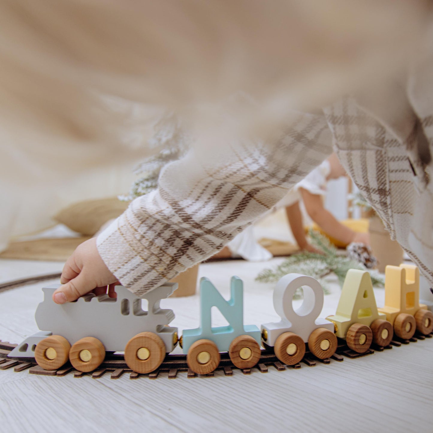 Personalized Name with Wooden Train Custom Toy Train for Kids Children's Sensory Toy Play and Learn Easter Gift