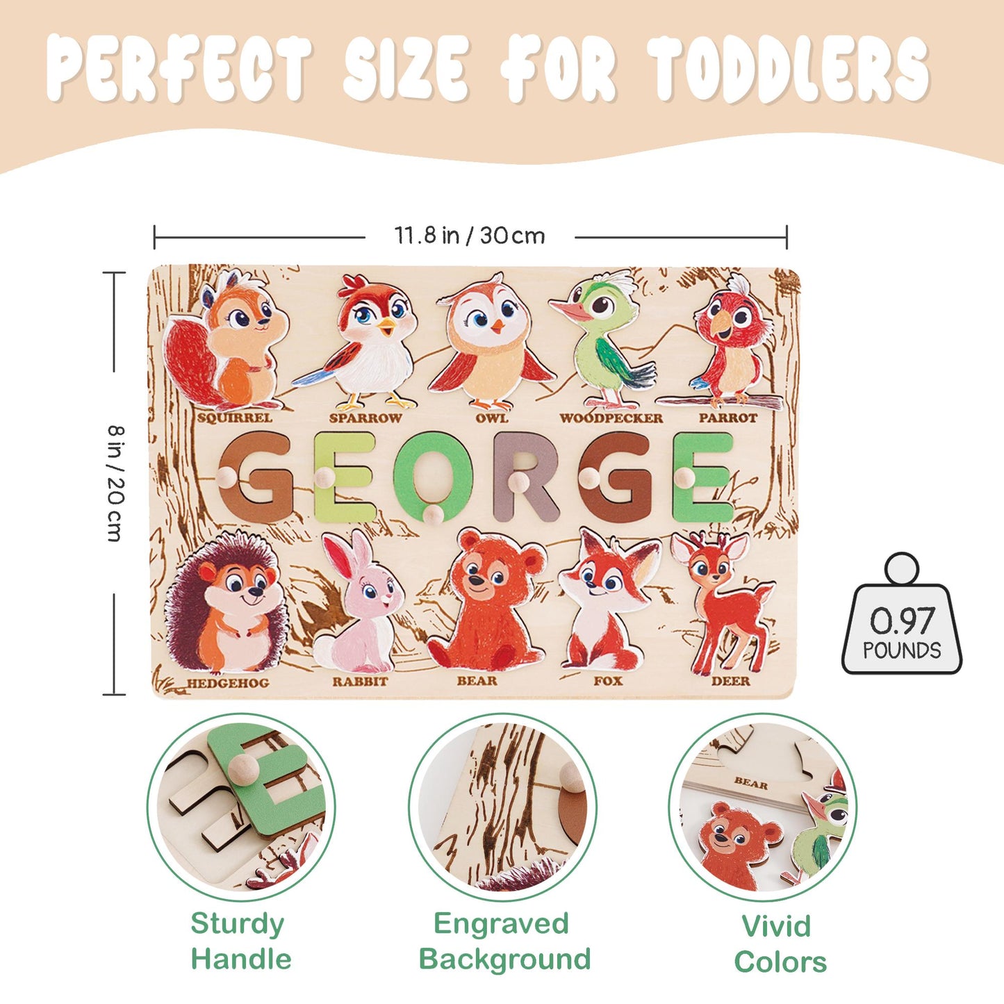 Custom Baby Name Puzzle, Personalized Kids Busy Board, Animal Puzzle Toy, Wood Baby Room Decor, Birthday Gift for Kids, 1st Christmas Gift
