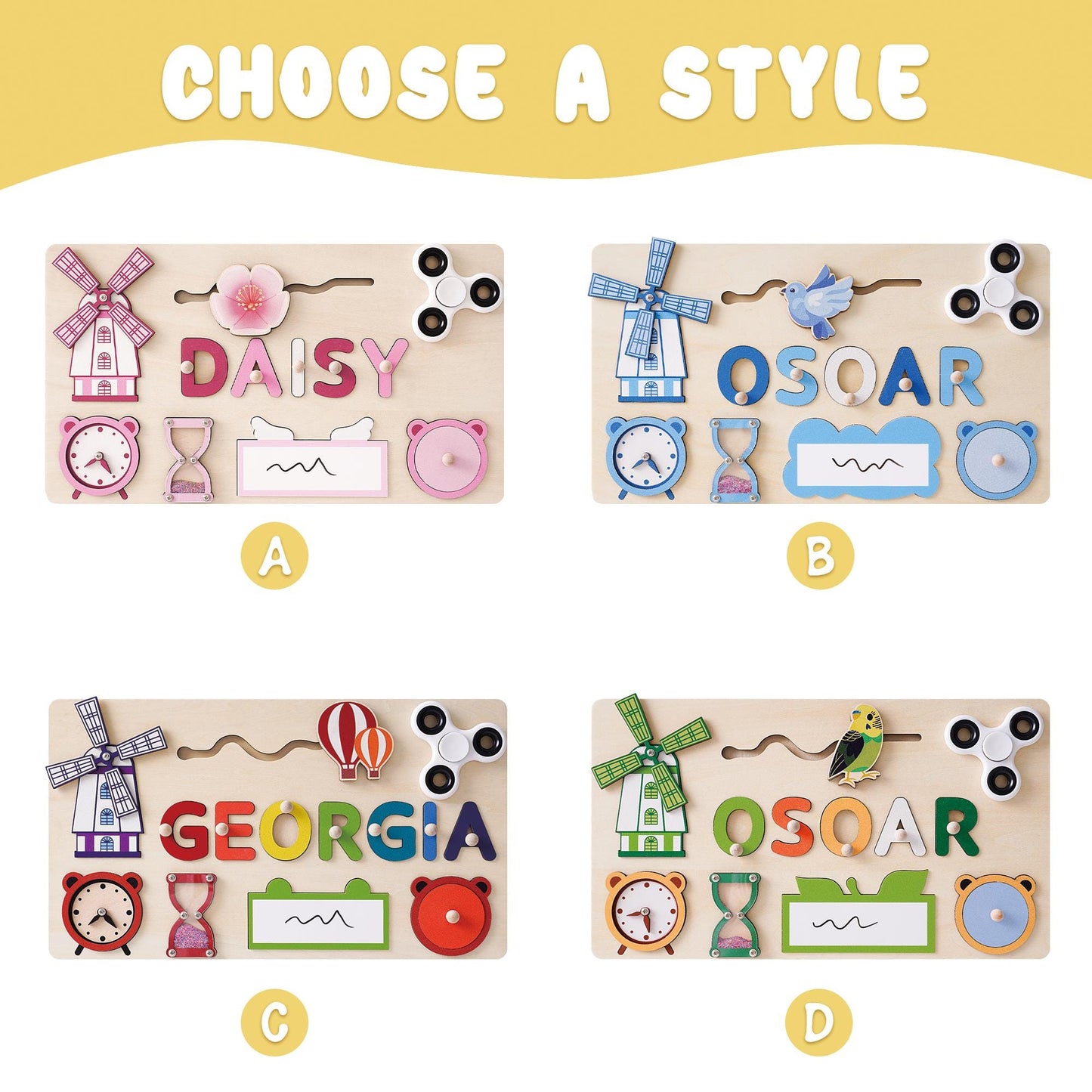 Custom Handmade Baby Name Puzzle, Personalized Kids Busy Board, Sensory Toy 2 Year-Old, Gifts for Baby, Unique Birthday Gift, Nursery Decor