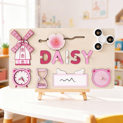 Personalized Baby Girl Name Puzzle, Custom Kids Busy Board for Learning, Toddler Gifts for Girls, Baby Birthday Gift, Baby Christmas Gift