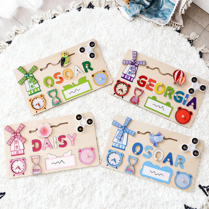 Personalized Baby Girl Name Puzzle, Custom Kids Busy Board for Learning, Toddler Gifts for Girls, Baby Birthday Gift, Baby Christmas Gift