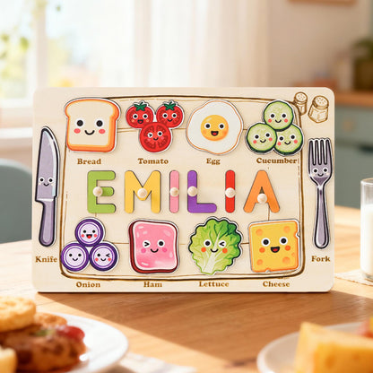 Custom Baby Name Puzzle, Personalized Kids Food Busy Board, Wooden Baby Room Decor, Baby Birthday Gift, Baby Shower Gift, 1st Christmas Gift