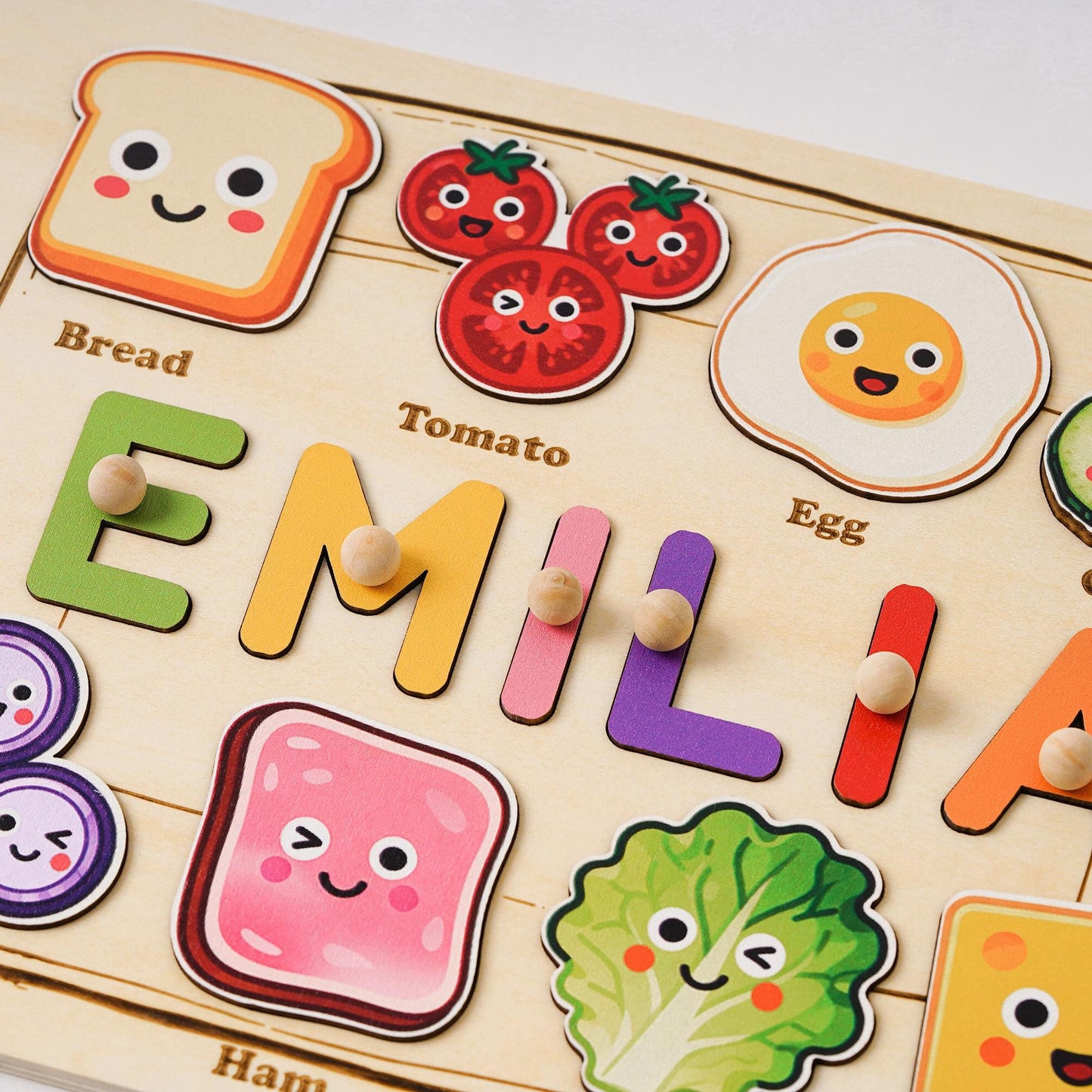 Custom Baby Name Puzzle, Personalized Kids Food Busy Board, Wooden Baby Room Decor, Baby Birthday Gift, Baby Shower Gift, 1st Christmas Gift