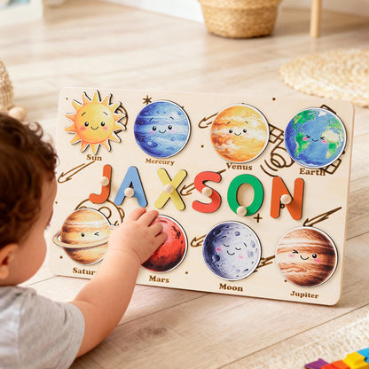 Personalized Baby Name Puzzle, Custom Wooden Montessori Toy, Busy Board Puzzle, Baby First Birthday Gift, Educational Keepsake Toddler