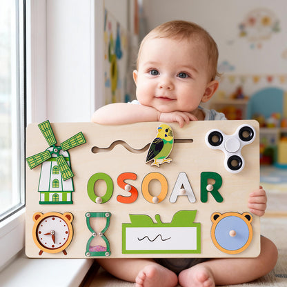 Custom Handmade Baby Name Puzzle, Personalized Kids Busy Board, Sensory Toy 2 Year-Old, Gifts for Baby, Unique Birthday Gift, Nursery Decor