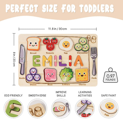 Custom Baby Name Puzzle, Personalized Kids Food Busy Board, Wooden Baby Room Decor, Baby Birthday Gift, Baby Shower Gift, 1st Christmas Gift