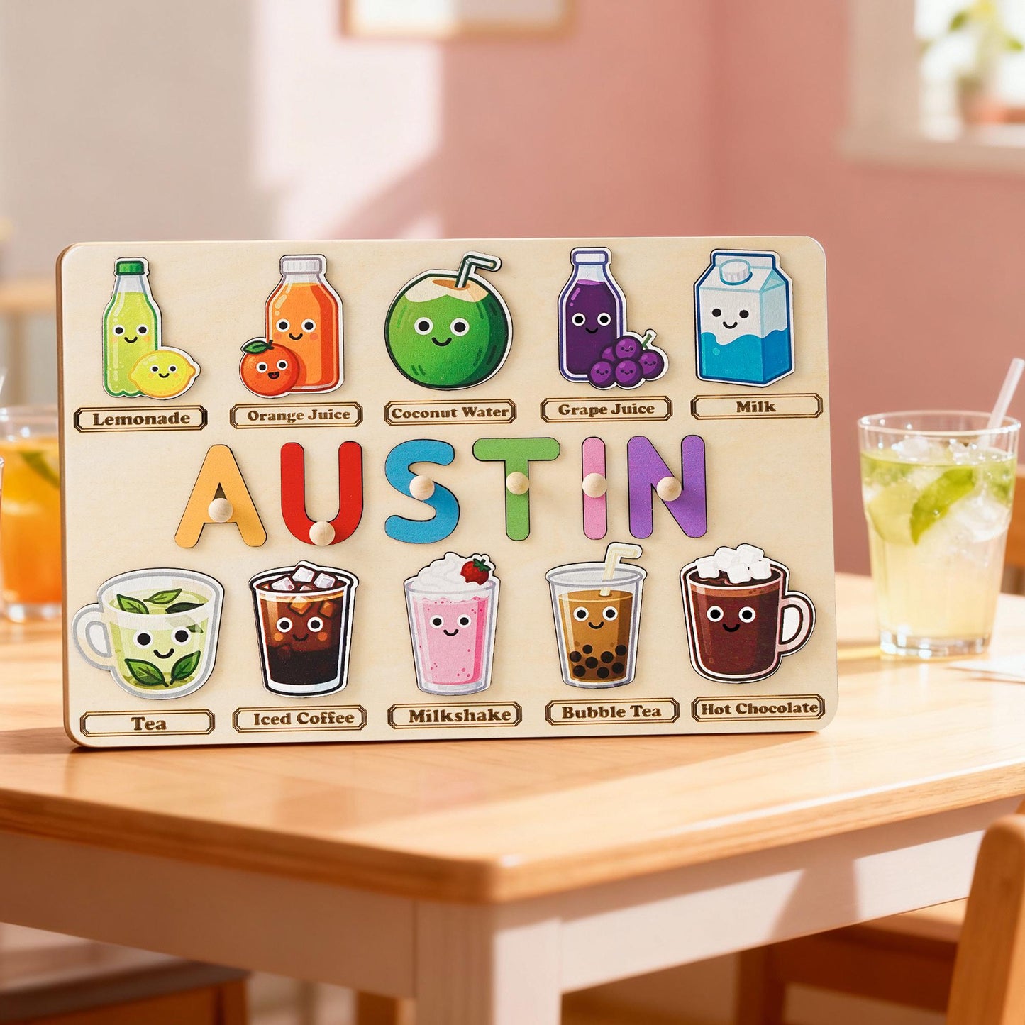 Custom Baby Name Puzzle, Personalized Kids Food Busy Board, Wooden Baby Room Decor, Baby Birthday Gift, Baby Shower Gift, 1st Christmas Gift