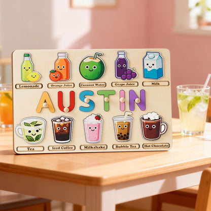 Custom Baby Name Puzzle, Personalized Kids Food Busy Board, Wooden Baby Room Decor, Baby Birthday Gift, Baby Shower Gift, 1st Christmas Gift
